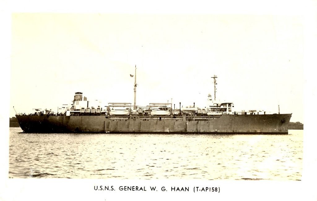 Our departure from Germany on the U.S.N.S. General W.G. Hann.