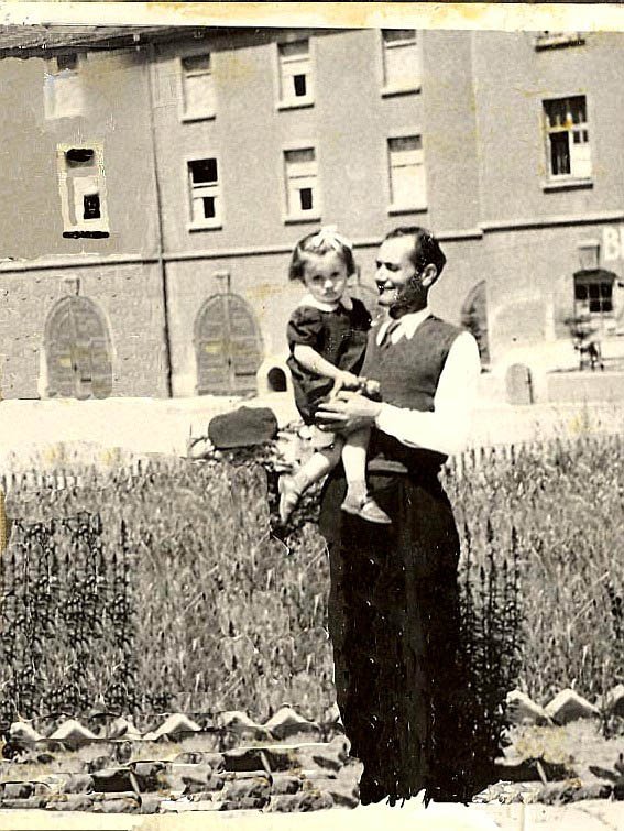 My father and I in front of the Funkerkaserne near Stuttgart, Germany.