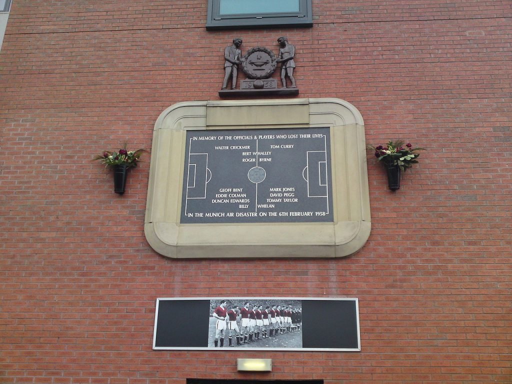 A plaque at Old Trafford in memory of the Munich air disaster. (Photo: PeeJay2K3)