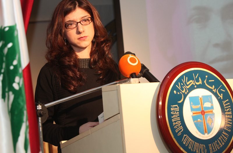 Suciyan speaking at Beirut's Haigazian University in 2011 (Photo: Haigazian University) 