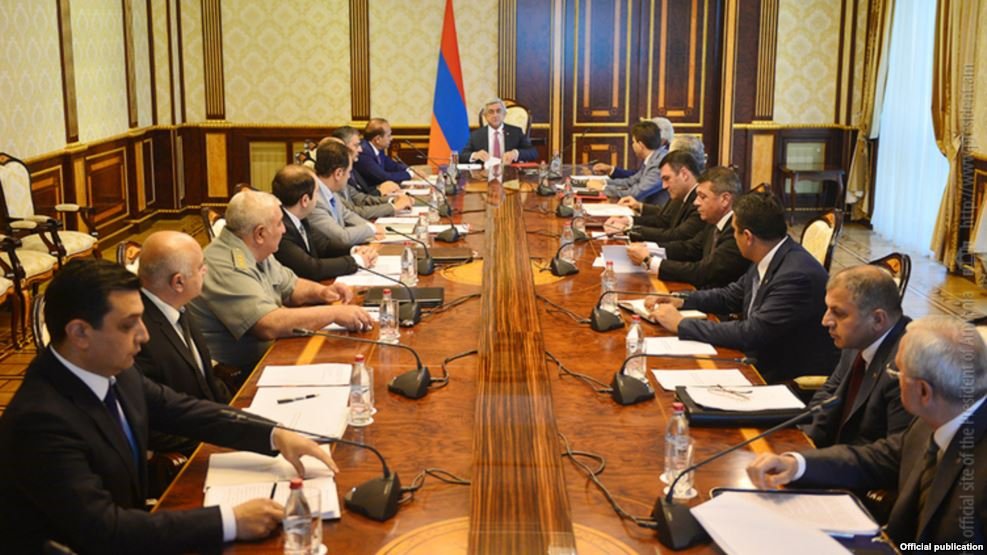 Sarkisian chairs a meeting of the NSC in Yerevan, in July. (Photo: president.am) 