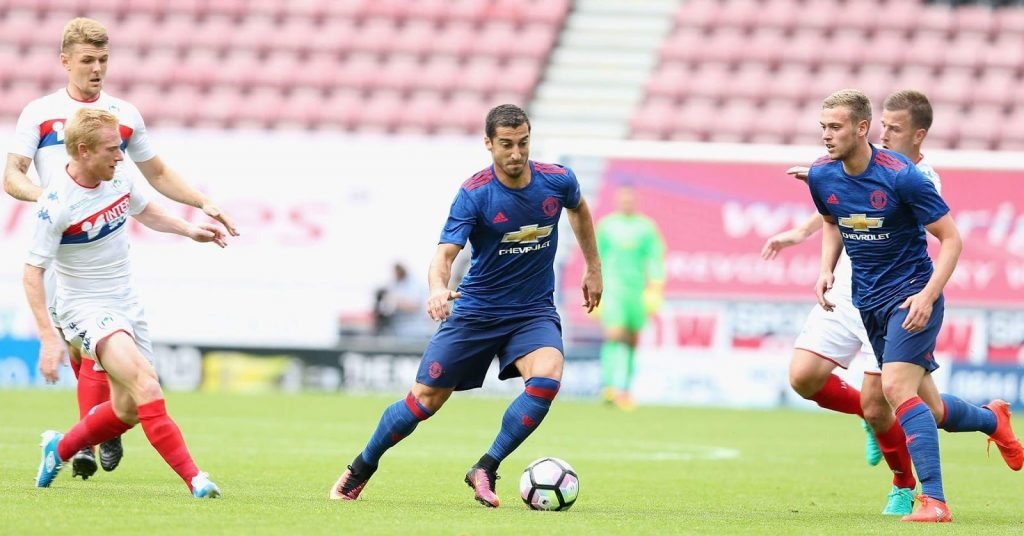 Mkhitaryan playin in his Manchester United debut in the team's opening pre-season match of the summer away at Wigan (Photo: mufc-pics.blogspot.com)