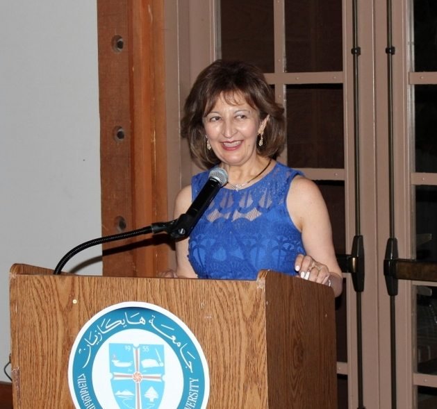Haigazian Board of Trustees Chair Dr. Ani Darakjian greets the guests