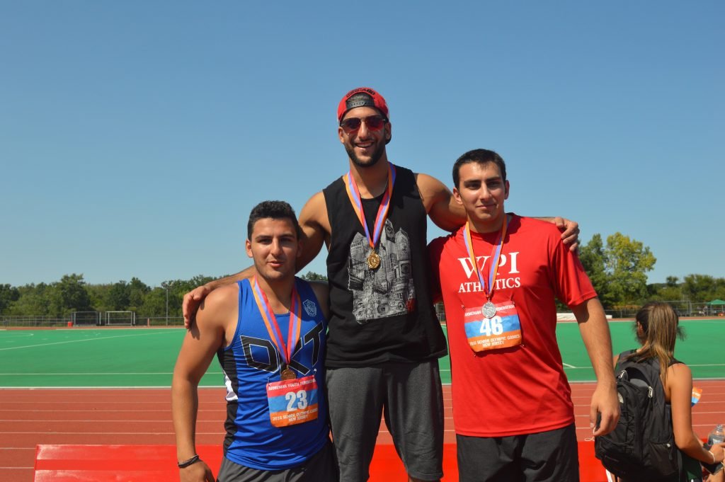 Javelin medalists (L to R) Michael Nercesian,Mark Santerian, Alex Avakian 