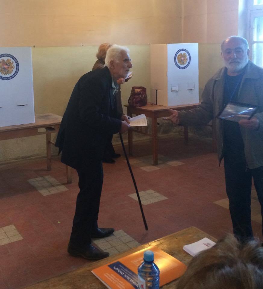 'A prime example in Vanadzor was of an elderly man, who could barely see or walk, coming in and asking the committee members where “number 6” was on the ballot, because that was the number he had to vote for.' (Photo: Nairi Hakhverdi)