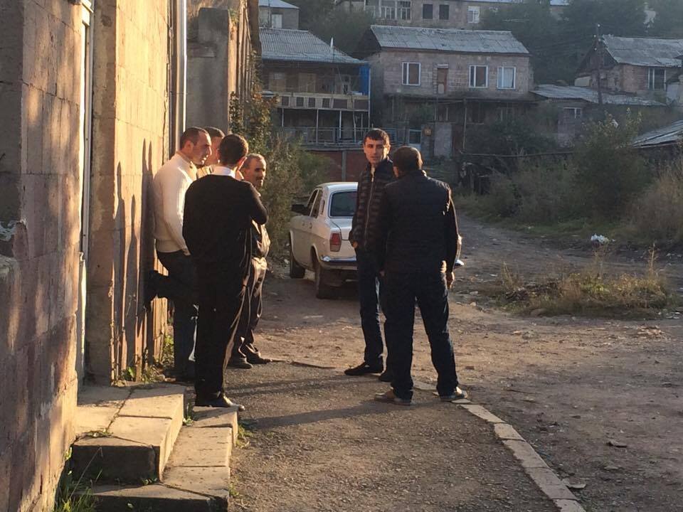 A group of men hanging outside the polling station. This is a common scene during elections. (Photo: Nairi Hakhverdi)