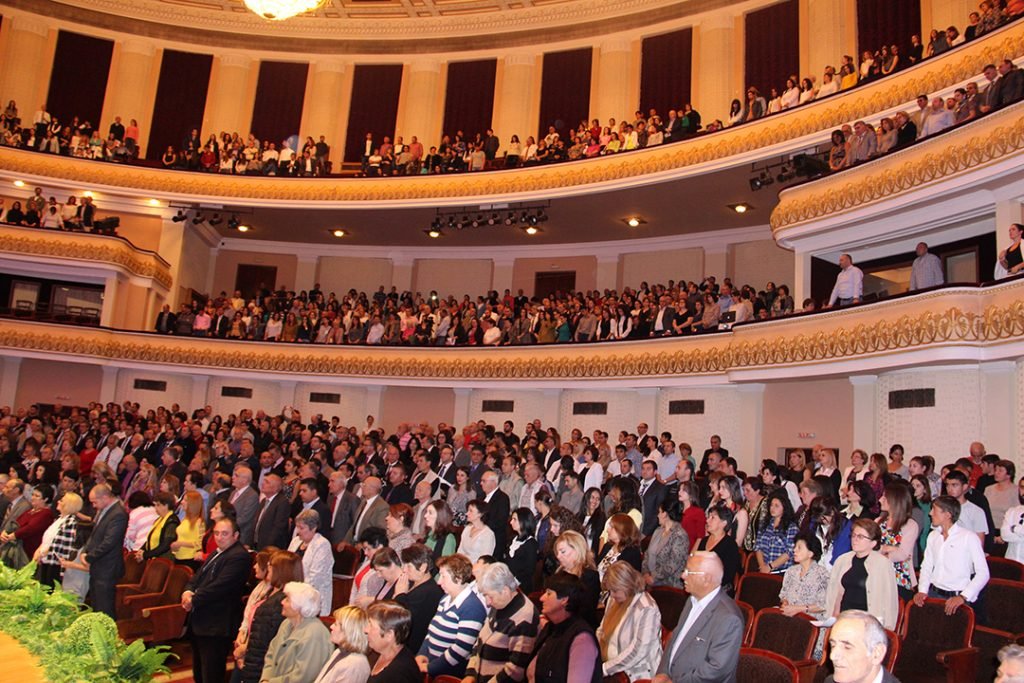 The audience at the Grand Music Hall