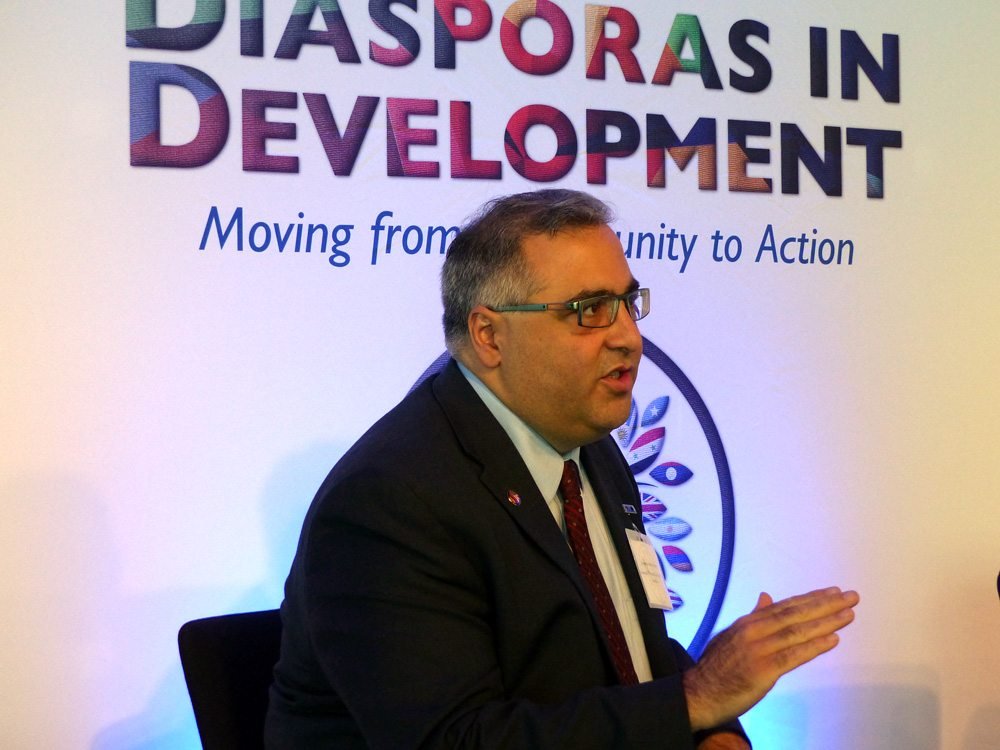 ANCA's Aram Suren Hamparian speaking at the Diasporas in Development 2016 forum, held at the Newseum.