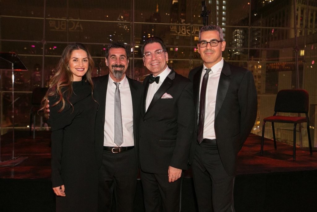 (L to R) Angela Madatyan, Serj Tankian, Michael Aram, and Aret Tikiryan at the AGBU 110th Anniversary Gala.