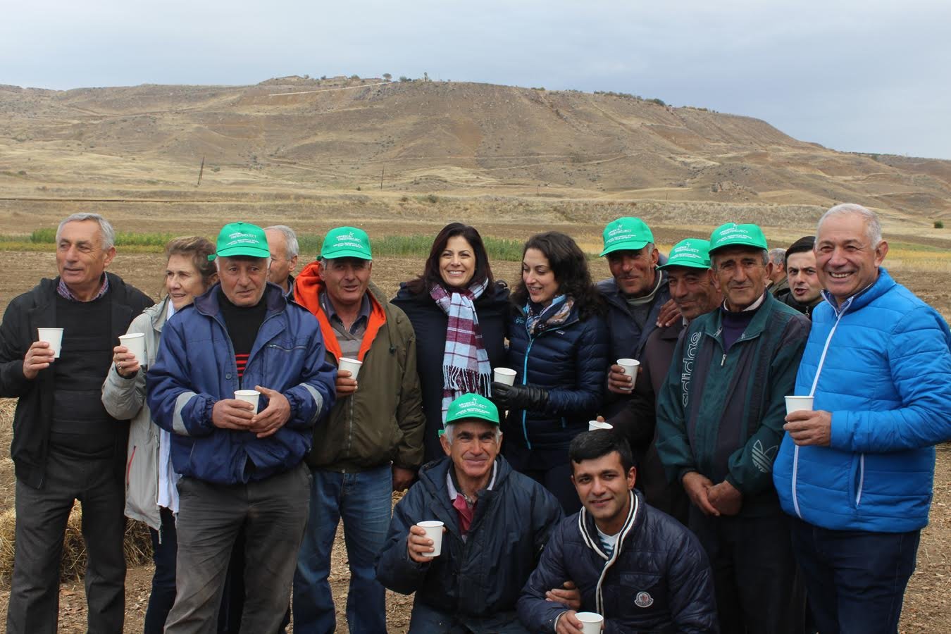 ATP’s leadership joined guests in the southern wine region of Vayots Dzor to break ground on its fourth tree nursery; several Chiva Nursery workers are pictured with founder Carolyn Mugar, executive committee member Julia Mirak Kew, executive director Jeanmarie Papelian, and nursery managers Samvel Ghandilyan and Tigran Palazyan
