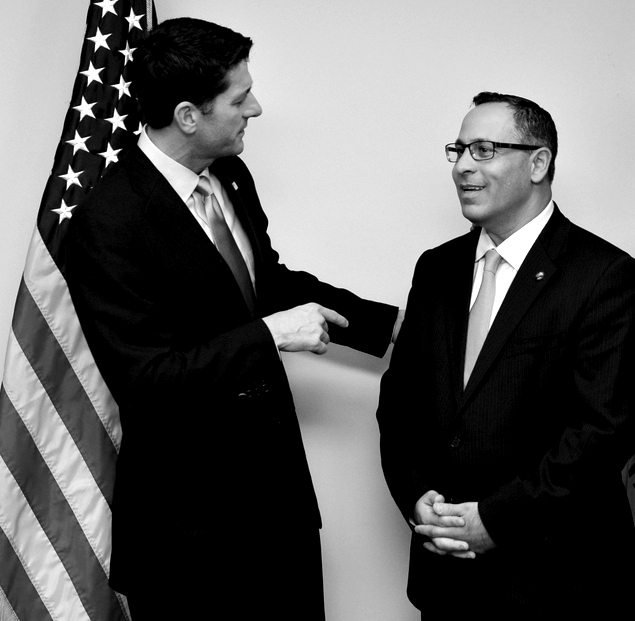 U.S. House Speaker Paul Ryan and ANCA Chairman Raffi Hamparian discussing Armenian American policy priorities